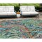 Homeroots 8' X 10' Orange And Teal Blue Abstract Washable Indoor Outdoor Area Rug 588459 - alternate 1