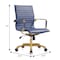 Leisuremod Harris Faux Leather Office Chair with Gold Frame, Navy Blue HOG19BUL - alternate 5