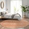 Homeroots 8' Salmon Gold And Ivory Round Tribal Washable Indoor Outdoor Area Rug 582640 - alternate 4