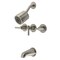 Kingston Brass Triple-Handle Tub and Shower Faucet with Knurled Handle, Brushed Nickel KBX8138KNL - alternate 1