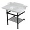 Kingston Brass 36-Inch Carrara Marble Console Sink with Brass Legs and Shelf, 8-Inch, 3-Hole LMS3630MBB0 - alternate 1
