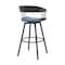 Homeroots 31" Blue and Black Fabric with Metal Swivel Bar Height Bar Chair 534460 - alternate 8