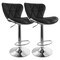 Elama 2 Piece Diamond Tufted Faux Leather Adjustable Bar Stool in Black with Chrome Trim and Base ELM-712-BLK - alternate 1