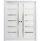 Sartodoors Sliding French Double Pocket Doors Frosted Glass White 64x96 (2* 32x96) Solid Core Modern Interior QUADRO4088DP-NOR-6496 - alternate 1