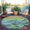 Homeroots 8' Teal Blue Round Abstract Washable Indoor Outdoor Area Rug 608078 - alternate 7