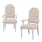Homeroots Tufted Antiqued White and Champagne Upholstered Fabric And Solid Wood Dining Arm Chairs, 2PK 573404 - alternate 9