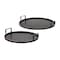 Homeroots Set Of Two Black and Gold Round Metal Serving Tray With Handles 516314 - alternate 4