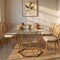 Homeroots 63" Clear and Gold Glass and Metal Geo Pedestal Base Dining Table 602328 - alternate 6