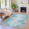 Homeroots 8' X 10' Teal Blue And Beige Geometric Washable Indoor Outdoor Area Rug 632014 - alternate 8