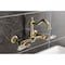 Kingston Brass Two-Handle Wall Mount Bridge Kitchen Faucet, Polished Brass KS1262WLL - alternate 3