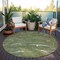 Homeroots 8' Olive Green Gold And Ivory Round Abstract Washable Indoor Outdoor Area Rug 601076 - alternate 6