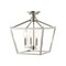 Jonathan Y Plains 12" 4-Light Modern Farmhouse Metal Open-Frame Pagoda LED Semi Flush Mount Mini Lantern, Nickel JYL7610D - alternate 1