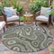 Homeroots 8' Gray And Ivory Round Geometric Washable Indoor Outdoor Area Rug 631385 - alternate 6