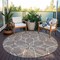 Homeroots 8' Taupe And Ivory Round Geometric Washable Indoor Outdoor Area Rug 613051 - alternate 7