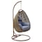 Leisuremod Beige Wicker Hanging Egg Swing Chair with Charcoal Blue Cushions ESCBG-40CBU - alternate 1