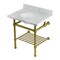 Kingston Brass 30-Inch Carrara Marble Console Sink with Brass Legs and Shelf, 8-Inch, 3-Hole KVPB3030MBB7 - alternate 1