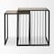 Homeroots Set of Two Natural and Black Solid Wood and Metal Square Sled Nested Tables 604466 - alternate 6