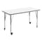 Flash Furniture Commercial Adjustable Height Rectangular Activity Table - Locking Casters-White XU-A2448-REC-WHT-T-P-CAS-GG - alternate 1