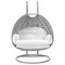 Leisuremod Mendoza Light Grey Wicker Hanging 2 person Egg Swing Chair with White Cushions MSCLGR-53W - alternate 6