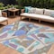 Homeroots 9' X 12' Brown Teal Blue And Ivory Geometric Washable Indoor Outdoor Area Rug 617954 - alternate 1