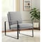 Homeroots 35" Light Gray and Black Velvet And Metal Lounge Chair 554180 - alternate 5