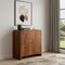 Homeroots 32in Chestnut Solid Wood Scallop Edge Accent Cabinet With Two Doors 654290 - alternate 7