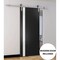 Sartodoors Sturdy Barn Door, Planum 0040 Matte Black with White Glass, Silver 6.6FT Rail Hangers Heavy Hardwar PLANUM0040BD-S-BLK-18 - alternate 1