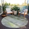Homeroots 8' Olive Green Round Ombre Washable Indoor Outdoor Area Rug 563660 - alternate 8