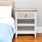 Homeroots 28" Natural And White Solid Wood Distressed One Drawer Nightstand With USB Port 571343 - alternate 1