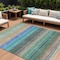 Homeroots 8' X 10' Sage Teal Blue And Tan Striped Washable Indoor Outdoor Area Rug 614830 - alternate 1