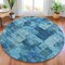 Homeroots 8' Blue And Ivory Round Abstract Washable Indoor Outdoor Area Rug 630767 - alternate 1