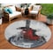 Homeroots 8' Gray Charcoal And Red Round Abstract Washable Indoor Outdoor Area Rug 631157 - alternate 1