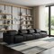 Homeroots 175" Black Top Grain Leather Reclining USB Sofa And Storage 643708 - alternate 6