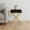 Homeroots 24" Gold And Dark Brown Wood And Metal End Table With Drawer 333263 - alternate 3