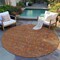 Homeroots 8' Copper Beige And Taupe Round Floral Washable Indoor Outdoor Area Rug 582268 - alternate 6