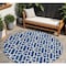 Homeroots 8' Navy Blue And Ivory Round Geometric Washable Indoor Outdoor Area Rug 594859 - alternate 6