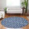Homeroots 8' Navy Blue And Ivory Round Geometric Washable Indoor Outdoor Area Rug 613791 - alternate 5