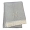 Homeroots 55" X 70" Gray White Herringbone Cotton Blend N Initial Throw Blanket with Tassels Embroidery 655537 - alternate 6