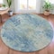 Homeroots 8' Teal Blue And Beige Round Abstract Washable Indoor Outdoor Area Rug 630899 - alternate 4