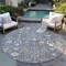Homeroots 8' Charcoal Ivory And Green Round Oriental Washable Indoor Outdoor Area Rug 598030 - alternate 6