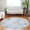 Homeroots 8' Navy Blue And Sky Blue Round Geometric Washable Indoor Outdoor Area Rug 588258 - alternate 6