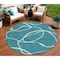 Homeroots 8' Teal Blue And Ivory Round Abstract Washable Indoor Outdoor Area Rug 597525 - alternate 1