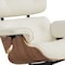 Homeroots 27" Off White and Light Brown Tufted Genuine Leather Swivel Lounge Chair With Ottoman 636225 - alternate 6
