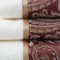Homeroots Set of Six White And Burgundy Cotton With Paisley Jacquard Towel Set, 6PK 662348 - alternate 4