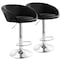 Elama 2 Piece Adjustable Faux Leather Bar Stool in Black with Chrome Base ELM-702-BLK - alternate 1