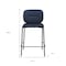Homeroots Set of Two 25" Blue and Black Velvet and Steel Counter Height Bar Chairs, 2PK 564996 - alternate 6