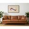 Homeroots 86" Tan Leather Sofa And Toss Pillows With Black Legs 607327 - alternate 5