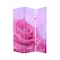 Homeroots 72" Pink Canvas Folding Three Panel Screen Room Divider 274638 - alternate 1