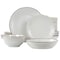 Elama Countess 16 Piece Embossed Double Bowl Stoneware Dinnerware Set in Ivory EL-COUNTESS - alternate 1