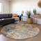 Homeroots 8' Khaki Gray And Copper Round Abstract Washable Indoor Outdoor Area Rug 606112 - alternate 7